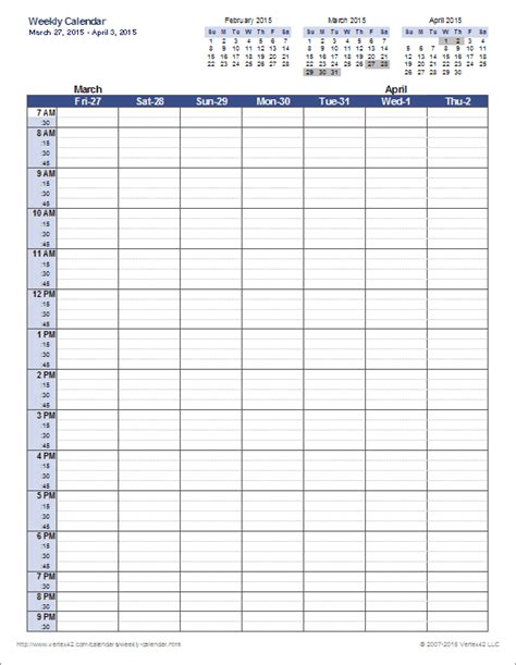 Excel Weekly Calendar
